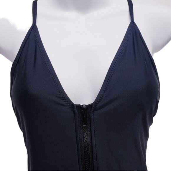 Ree Bees Black Mesh Full Zip One Peice Swimsuit Monokini Size Small - Picture 6 of 8
